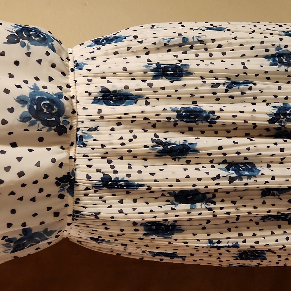 Maison Jules Blue & White Floral Sleeveless Midi Dress, L - Picture 4 of 9